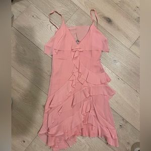 Alice and Olivia pink ruffle mini dress